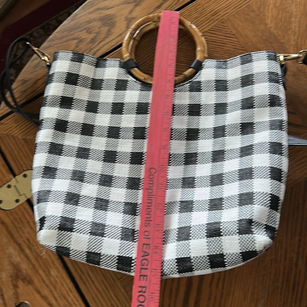 Ring Handle Black & White Check Bag - Picture 7 of 7